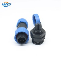 Connecteur d'alimentation étanche IP68 LD13, 2 broches, contact en laiton à vis, fixation sur panneau arrière, prise mâle, prise femelle, affichage LED extérieur