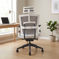 Nouvelle Chaise de Bureau 2026 au Design Moderne, Dossier Haut en Maille, Revêtement Blanc, avec Base Pivotante en Aluminium et Réglage de l'Angle d'Inclinaison (Normal et Frontal)