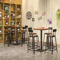 Table de bar en bois massif Table haute ronde Table ronde Ensemble de chaises Petite table haute simple Chaise de table de bar