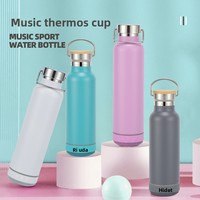 Botol Air Vakum Isolasi Stainless Steel 304 dengan Speaker Bluetooth, Tali Angkat, Kapasitas Besar, Tahan Panas 6-12 Jam