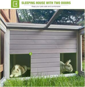 Secure Luxury Rectangular Wooden Chicken Coop <b>Outdoor</b> <b>Rabbit</b> Hutch Run for <b>Rabbits</b> Chickens Guinea Pigs 61.5" L X 40.9" W - Product Image 2