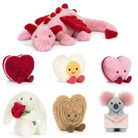 Ensemble de jouets en peluche Saint-Valentin 2026, Cadeau de couple Cœur Rose, Animaux en peluche super doux pour elle et lui