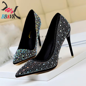 Chaussures de soirée coréennes pour femmes, talons fins, bout pointu, sexy, élégantes, avec strass colorés, chaussures hautes pour femmes - Product Image 3