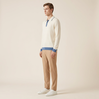 Polo en maille pour homme OEM, col polo, manches courtes, mélange viscose et nylon, bordure contrastée