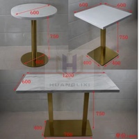 Table de Restaurant Moderne de Luxe en Acier Inoxydable avec Base en Or et Carré Rond avec Plateau en Marbre Véritable Table à Manger avec Chaise