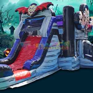 Château gonflable Dracula Moonwalk, combo toboggan aquatique, château gonflable commercial pour Halloween, château gonflable pour enfants - Product Image 1