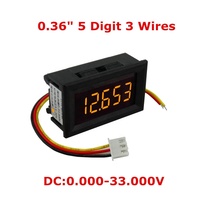 Tampilan LED 0.36 "Hanya Digital Fase Tunggal 5 Digit 3 Kawat 0-33V DC Pengukuran Voltmeter Meteran Panel Mobil dengan Cangkang