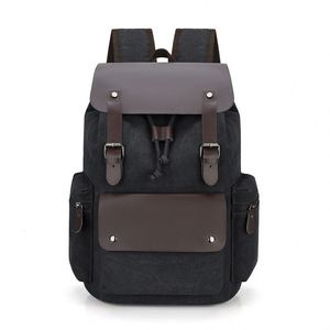 Hot Selling Vintage Canvas Student Bacpapck Retro <b>Drawstring</b> Business Laptop Rucksack Men Travel <b>Backpack</b> - Product Image 1