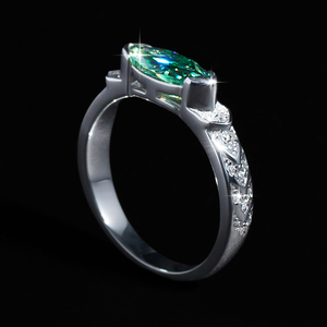 호루스의 절묘한 패션 눈 1 <span class=keywords><strong>CT</strong></span> 말 눈 그린 모이사나이트 반지 S925 스털링 실버 커플 다이아몬드 반지 - Product Image 5