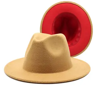 Wholesale Unisex Fashion Vintage Custom Logo Ribbon Cowboy Flat Wide Brim Felt Fedora Hats For Women Men