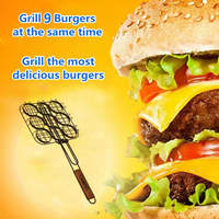 Filet de gril de barbecue en treillis métallique antiadhésif Panier de table fixe pour hamburger et poisson pour le gaz pour une utilisation en cuisine Boîte emballée