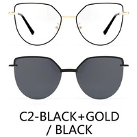 Lunettes de soleil polarisées à clip magnétique œil de chat en TAC, monture optique en acier inoxydable pour femmes, personnalisables OEM