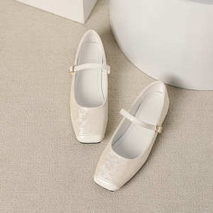 Spring Summer New Style Flats for Women Chinoiserie Gentle Slip-On Shallow Mouth Square Toe Soft Autumn - Product Image 3