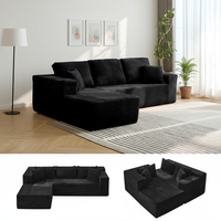 Juego de Sofás Seccionales Modulares Comprimidos de 104 Pulgadas, Suministro Directo de Fábrica, Terciopelo Negro, Mayoristas, OEM, Sofá Desmontable Personalizable