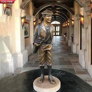 Jardín al aire libre tamaño bronce fundido niños jugando Golf estatua - Product Image 2