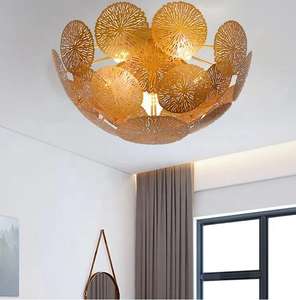 Lámparas de techo LED doradas modernas, candelabro de Ambiente de cobre de nuevo estilo para el hogar, oficina, pasillo, dormitorio, decorativo con Base de Metal - Product Image 5