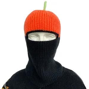 2024 Spring Men's And Women's Warm Riding Windproof Pumpkin Mask Balaclava Knit Hat