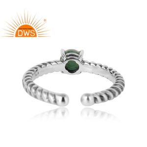 Pretty Natural Emerald Gemstone Ring Handmade <b>Oxidized</b> 925 Sterling Silver Designer Ring Jewelry Manufacturer - Product Image 4