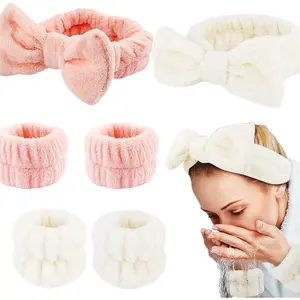 Face Wash Headband Wristband Set, Spa Headband Makeup Skincare Headbands Wrist Bands for Washing Face