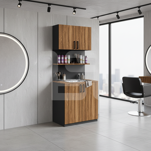 Muebles de Salón Comerciales de Madera de Estilo Moderno, Ajustables y Plegables, con Diseño de Barra de Color Único para Almacenamiento de Tintes para el Cabello - Product Image 2