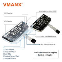 VMANX Panneau de commande tactile à membrane IMD personnalisé pour siège arrière de voiture, climatisation, affichage numérique LED, interrupteur à membrane flexible