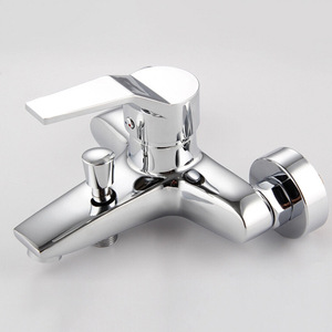 Modern Wall Mount Bathtub Faucet 1 Hole 1 <b>Handle</b> Ceramic Valve <b>Copper</b> Body Polished Finish Hot Cold Water Mixer - Product Image 4