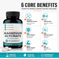Capsules de glycinate de magnésium naturel 400 mg – Formule personnalisée GMP pour le soutien du sommeil et la nutrition (OEM/ODM)
