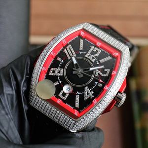 Montre pour homme <span class=keywords><strong>de</strong></span> luxe <span class=keywords><strong>de</strong></span> créateur, incrustée <span class=keywords><strong>de</strong></span> diamants, en <span class=keywords><strong>forme</strong></span> <span class=keywords><strong>de</strong></span> tonneau à vin, avec un <span class=keywords><strong>cercle</strong></span> intérieur rouge tendance, calendrier, montre mécanique <span class=keywords><strong>de</strong></span> style business - Product Image 6