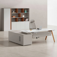 Bureau de direction moderne en mélamine de qualité E0 avec armoire latérale et gestion des câbles pour le bureau