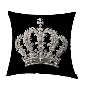 Modern Crown Printing Decorative Sofa 2D <b>Flat</b> Contemporary Luxury Pattern Design Throw Pillowcase - Product Image 5
