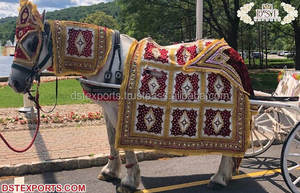 Costume de cheval traditionnel indien pour l'entrée du marié lors du Baraat, en velours, design léger - Product Image 5