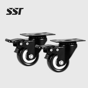 Roulettes pivotantes modernes en PVC avec tige filetée de frein Roulettes de meubles légères Capacité de charge de 60kg - Product Image 1