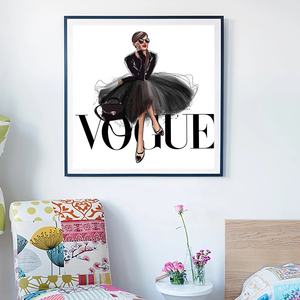 Affiche mode fille photo mur Pop Art toile peinture décor à la maison verre organique noir métal <span class=keywords><strong>cadre</strong></span> - Product Image 3