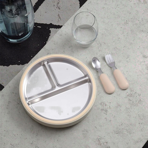 Round Shape Toddler Stainless Steel <b>Silicon</b> Suction Plate - Suction <b>Bowls</b> - <b>Silicon</b> Suction Plate - Product Image 1