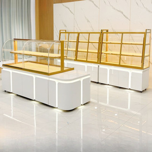 Vitrine circulaire personnalisée pour pain, îlot <span class=keywords><strong>de</strong></span> présentation pour pâtisserie, vitrine en verre pour boulangerie, étagères <span class=keywords><strong>de</strong></span> présentation pour pâtisserie - Product Image 1
