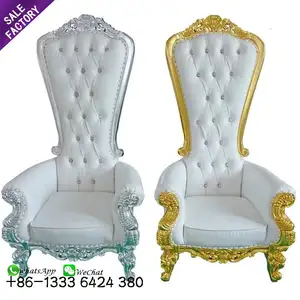 Luxury Gold Silver Adult High Seat Throne Chairs Wedding Chairs For Bride And Groom Sofa Chair