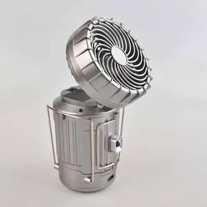 防水ポータブルLED充電式ランタン屋外ガーデンソーラーキャンプライト（ファン付き） - Product Image 1