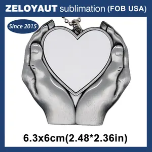 ZELOYAUT Sublimation Wholesales Customized Heart In Hands Ornament Festival Couple Diy Gifts Car Party Pendant Home Decoration