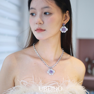 สร้อยคอทองแดงประดับดอกไม้เซอร์คอนแบบไมโครเพฟ สไตล์วินเทจยุโรปอเมริกัน สำหรับอุตสาหกรรมหนัก ดีไซน์หรูหรา สำหรับอีคอมเมิร์ซข้ามพรมแดน - Product Image 5