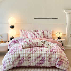 Ensemble de literie moelleux et chaud abordable 4 pièces Ensemble de housse de couette à motif de <span class=keywords><strong>fourrure</strong></span> rose mignon, prêt pour l'hiver Doux et moelleux pour les tailles King/Queen/Twin - Product Image 2