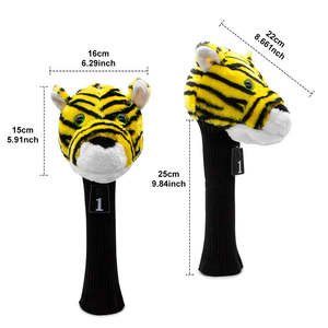 New Design High Quality Custom Plush Embroidery Animal Cartoon Tiger Golf Club Driver Wood <b>Head</b> <b>Covers</b> - Product Image 2