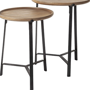 HMS 24 \ "tavolo rotondo in legno massello marrone per soggiorno a casa ufficio o sala da pranzo Design minimalista in vetro - Product Image 6