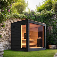Sauna extérieur de luxe pour 4 personnes en cèdre rouge du Canada, en bois massif, avec douche vapeur et panneau de commande informatisé