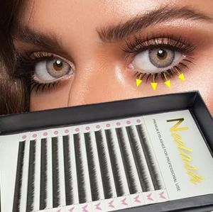 Extensions de cils inférieurs individuels classiques en cachemire/plats, noir foncé, 0,1 0,15 0,2, plateau de cils J B C Curl, petites extensions de cils inférieurs - Product Image 1