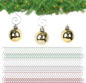 Ganchos Clásicos de Metal en Espiral para Adornos Navideños, Reutilizables, en Verde, Plateado y Rojo, para Colgar Bolas de Navidad - Product Image 1