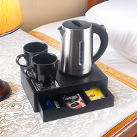 Ensemble de plateau avec bouilloire électrique pour hôtel avec tiroir, capacité de 600 ml, alimentation manuelle, conception sans fil, équipements hôteliers