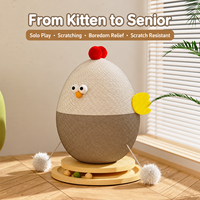 Griffoir vertical moderne en bois massif avec sisal, jouet d'auto-entretenissement pour chat, plateau tournant, arbre à chat d'escalade, en carton
