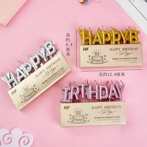 Manufacturers supply gold-plated silver birthday candles letter happy birthday party cake baking candles
