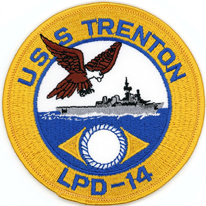 Parche Bordado Ecológico Termoadhesivo de Lona con Insignia Circular de Barco U.S. Trenton LPD-14, Regalo - Product Image 1