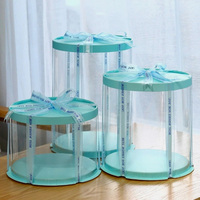Boîte Cadeau Haute Cylindrique Transparente Ronde Personnalisée de 4 6 8 10 Pouces pour Gâteaux et Fleurs en Plastique